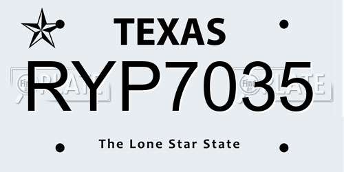 RYP7035 Texas License Plate
