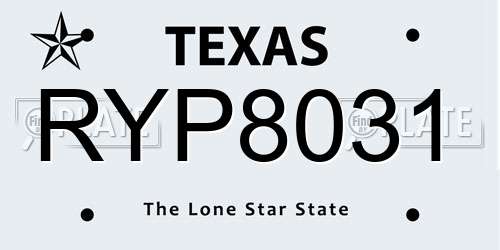 RYP8031 Texas License Plate