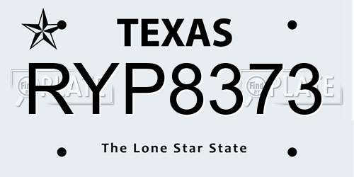 RYP8373 Texas License Plate