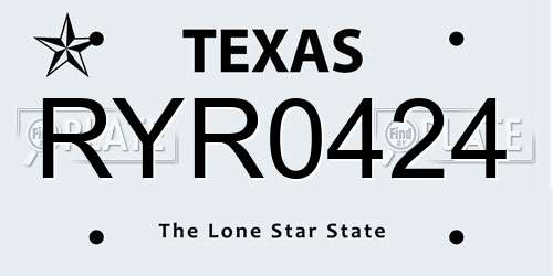 RYR0424 Texas License Plate