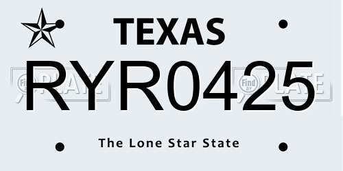 RYR0425 Texas License Plate