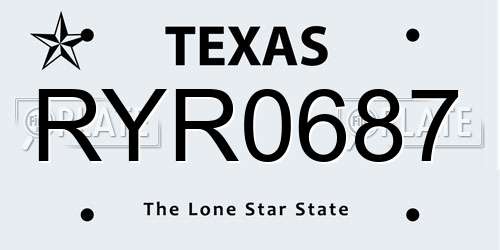 RYR0687 Texas License Plate