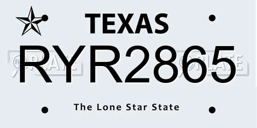 RYR2865 Texas License Plate