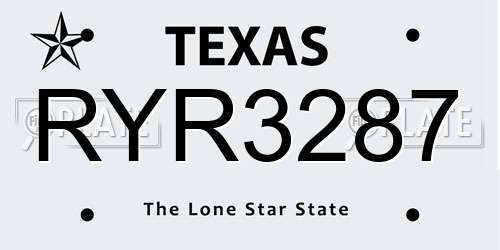 RYR3287 Texas License Plate