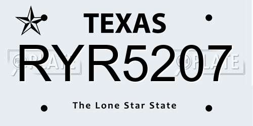 RYR5207 Texas License Plate