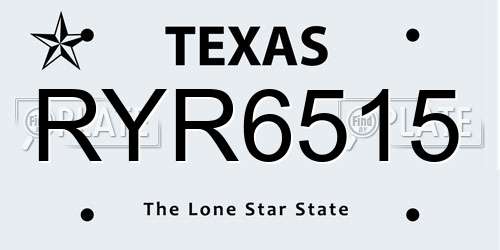RYR6515 Texas License Plate