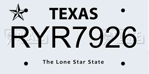 RYR7926 Texas License Plate