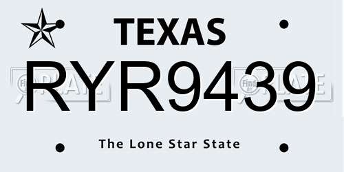 RYR9439 Texas License Plate