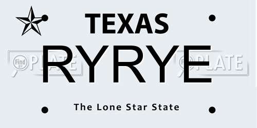 RYRYE Texas License Plate