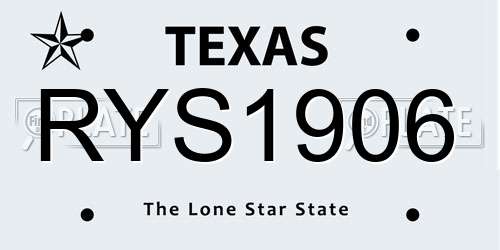 RYS1906 Texas License Plate