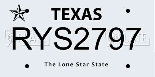 RYS2797 Texas License Plate