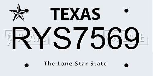 RYS7569 Texas License Plate