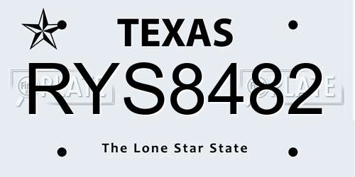 RYS8482 Texas License Plate