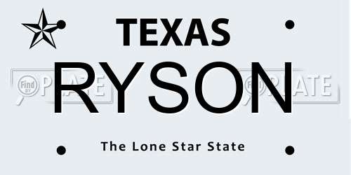 RYSON Texas License Plate