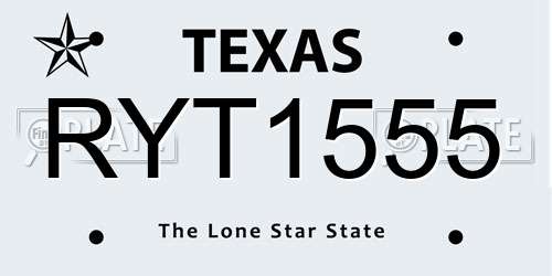 RYT1555 Texas License Plate