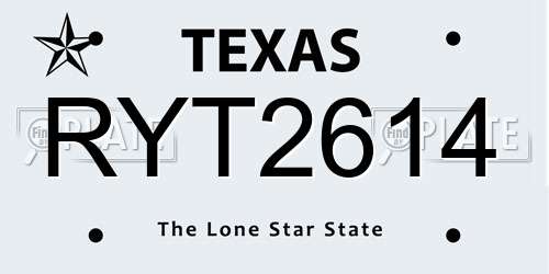 RYT2614 Texas License Plate