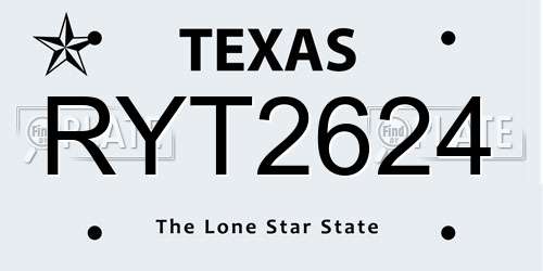RYT2624 Texas License Plate