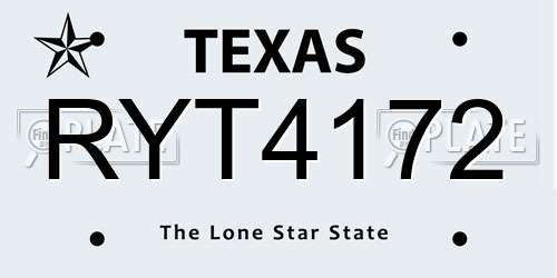 RYT4172 Texas License Plate