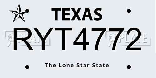 RYT4772 Texas License Plate