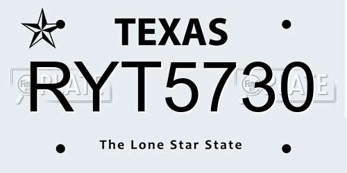 RYT5730 Texas License Plate