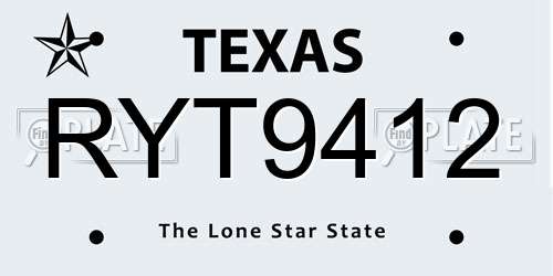 RYT9412 Texas License Plate
