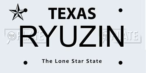 RYUZIN Texas License Plate