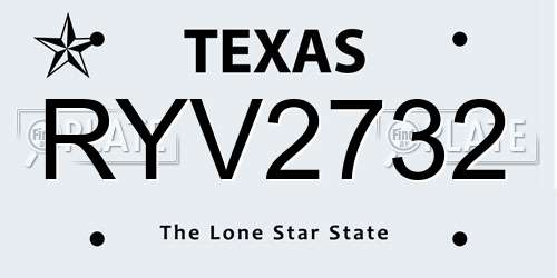 RYV2732 Texas License Plate