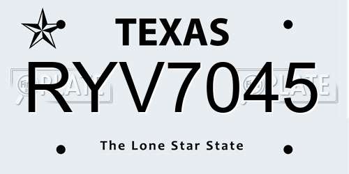RYV7045 Texas License Plate