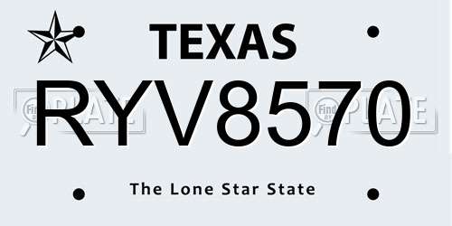 RYV8570 Texas License Plate