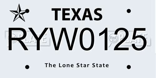 RYW0125 Texas License Plate
