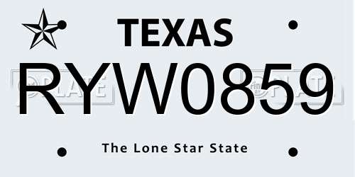 RYW0859 Texas License Plate