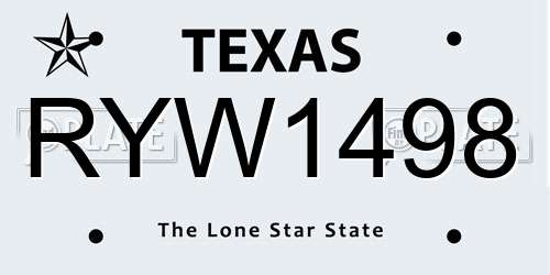 RYW1498 Texas License Plate