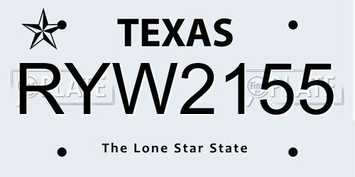 RYW2155 Texas License Plate