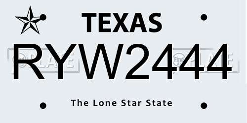 RYW2444 Texas License Plate