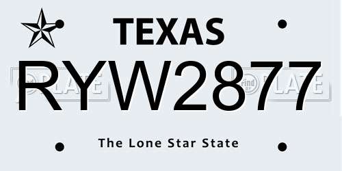 RYW2877 Texas License Plate