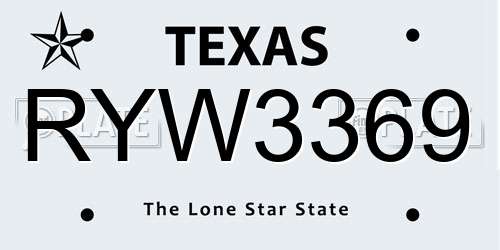 RYW3369 Texas License Plate