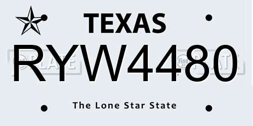 RYW4480 Texas License Plate