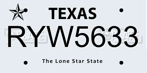 RYW5633 Texas License Plate