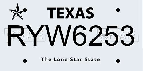 RYW6253 Texas License Plate