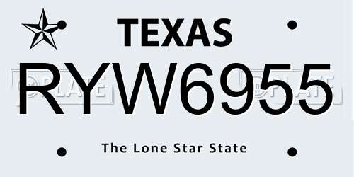 RYW6955 Texas License Plate