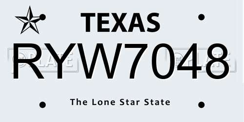 RYW7048 Texas License Plate