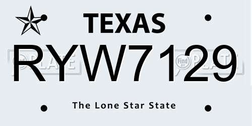 RYW7129 Texas License Plate