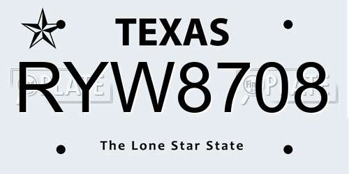 RYW8708 Texas License Plate