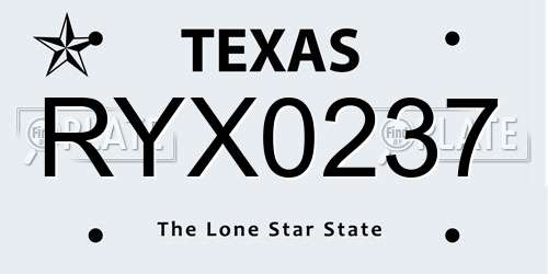 RYX0237 Texas License Plate