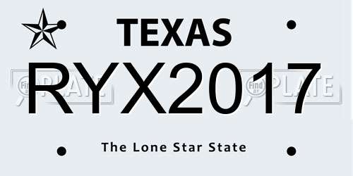RYX2017 Texas License Plate