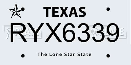 RYX6339 Texas License Plate