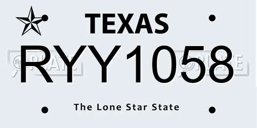 RYY1058 Texas License Plate