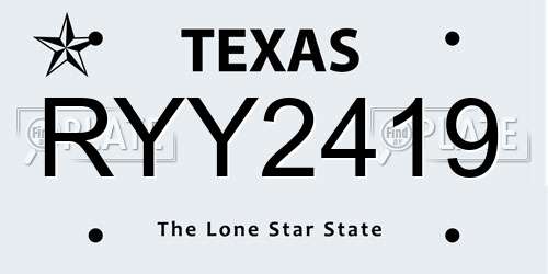RYY2419 Texas License Plate