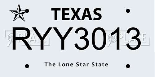 RYY3013 Texas License Plate