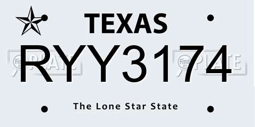 RYY3174 Texas License Plate
